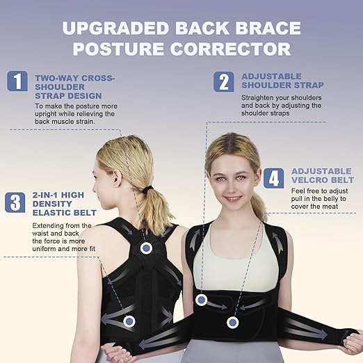 Posture Corrector for Women and Men Upgraded Back Brace, Adjustable Full Back - Image 3