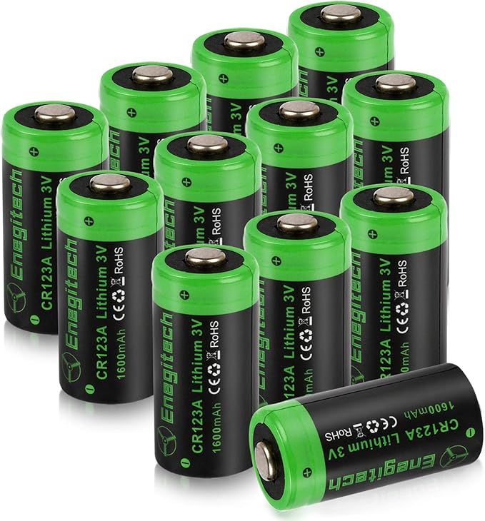 Enegitech CR123A 3V Lithium Battery, 123 Lithium Batteries 3 Volt 1600mAh by Enegitech