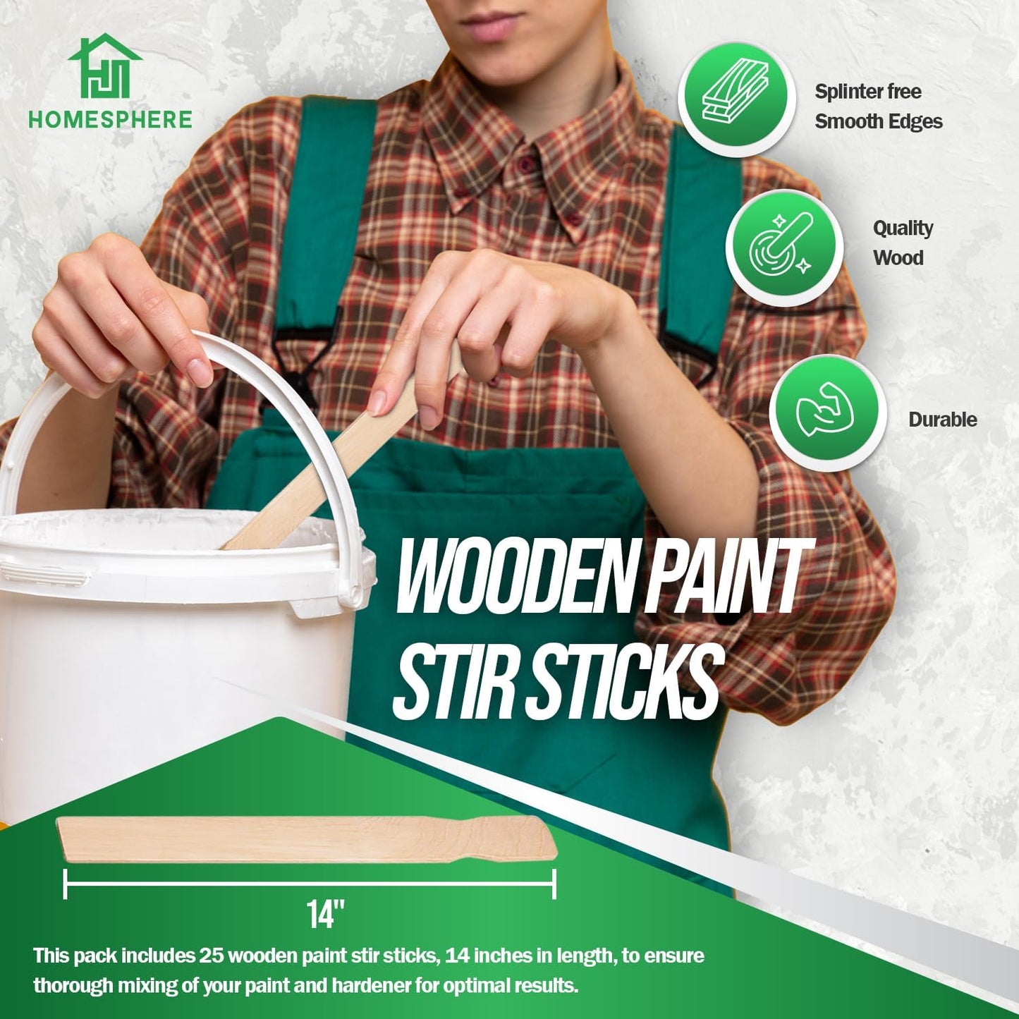 HOMESPHERE Homax Paint hardener for Disposal, Paint Drying Powder, 12 Packs | 3.5oz Packets- Fast Acting Solidifier - for Acrylic & Latex Paint with 25 Pcs. of 14 Inch Wooden Stir Sticks