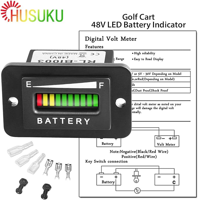 HUSUKU 48V led Battery Indicator 48 Volt Battery Meter led Voltmeter Gauge led - Image 6