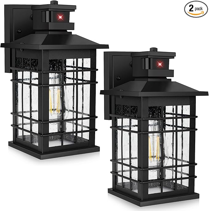 Motion Sensor Outdoor Wall Lights Black, Dusk to Dawn Outside Porch Lights by Kondras