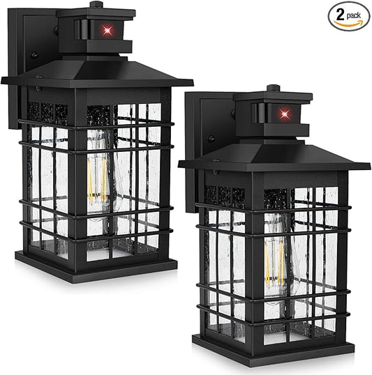 Motion Sensor Outdoor Wall Lights Black, Dusk to Dawn Outside Porch Lights by Kondras