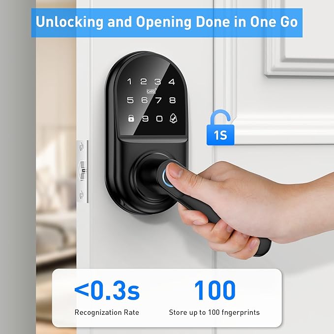 Smart keypad Door Lock with Handle，Fingerprint Keyless Entry Digital Lock with - Image 5