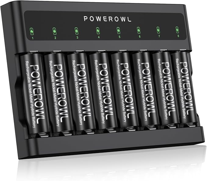 POWEROWL AA Batteries Rechargeable Kit, High Capacity 2800mAh 1200 Cycles 1.2V by POWEROWL