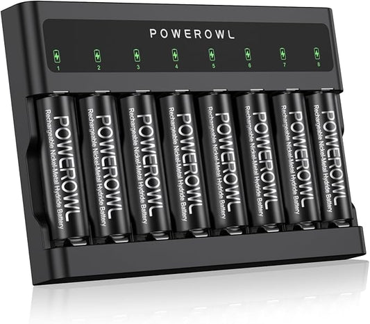 POWEROWL AA Batteries Rechargeable Kit, High Capacity 2800mAh 1200 Cycles 1.2V by POWEROWL