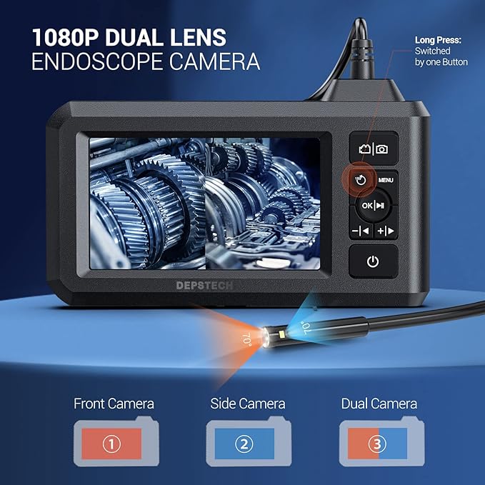 DEPSTECH Dual Lens Industrial Endoscope, 1080P Digital Borescope Inspection - Image 2