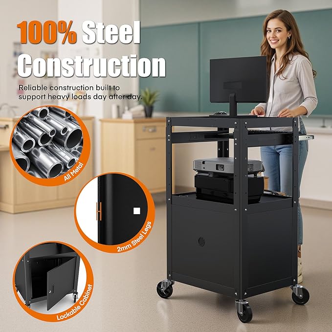 Steel Large AV Cart with Extra Storage - Image 4