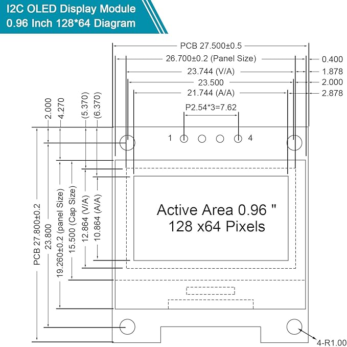 Weewooday 5 Pieces 0.96 Inch OLED Module 12864 128x64 Driver IIC I2C Serial - Image 2