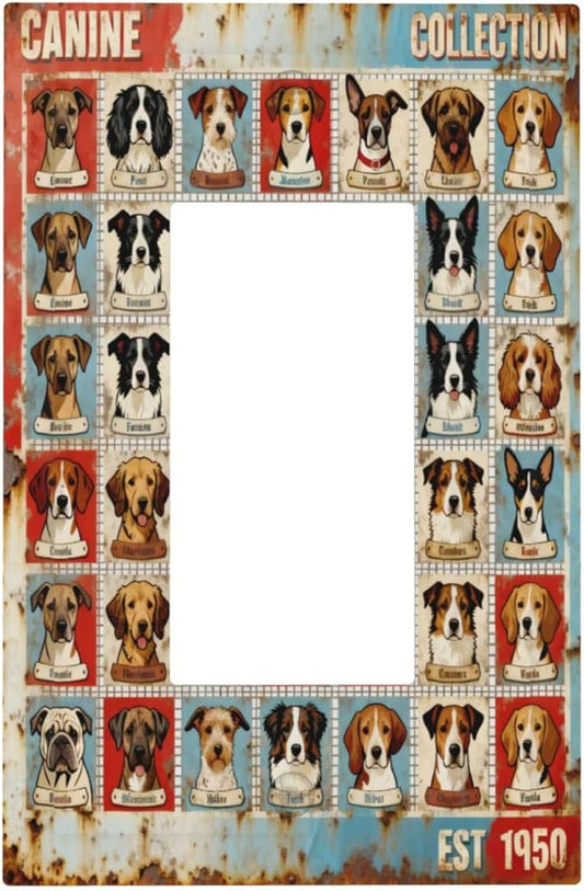 Bvtewkhz Dogs Funny Puppy Pets Vintage 1 Gang Single Rocker Decorative Outlet by Unknown