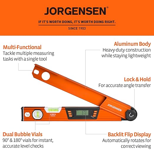 JORGENSEN Digital Angle Finder, Protractor Digital Level - Image 2