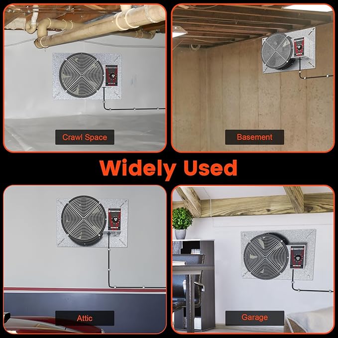 Abestorm 720CFM High Air Flow Crawlspace Ventilation Fan, IP55 Rated 10" Vent - Image 6