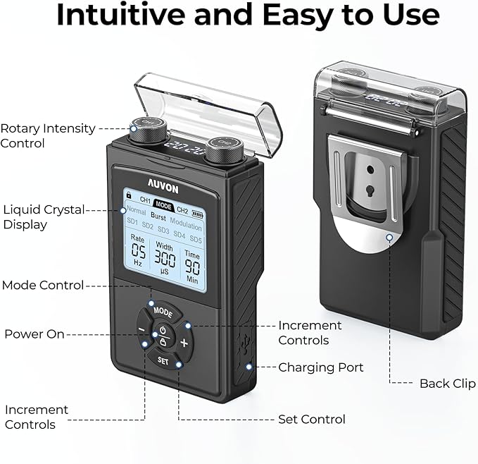 AUVON Rechargeable Digital TENS Unit Muscle Stimulator - Image 7
