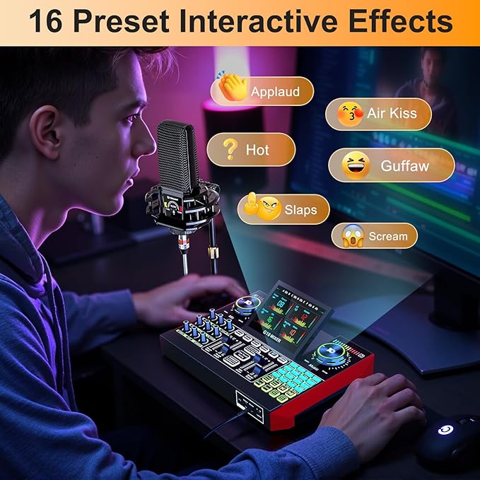 Live Sound Card Audio Mixer, Podcast Equipment Bundle - Image 8