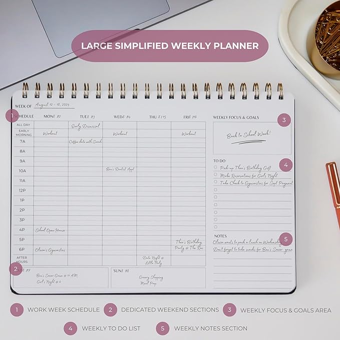 Undated Weekly Schedule | Business Planner | 8.25” x 11.75” ADHD Organizer | - Image 6