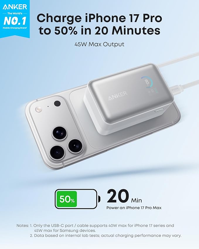 Anker Nano Portable Charger, 000mAh 45W Max Compact Power Bank, Travel - Image 2
