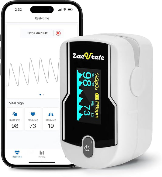 Zacurate 500E-B Wireless Bluetooth Fingertip Blood Pulse Oximeter Monitor by Zacurate