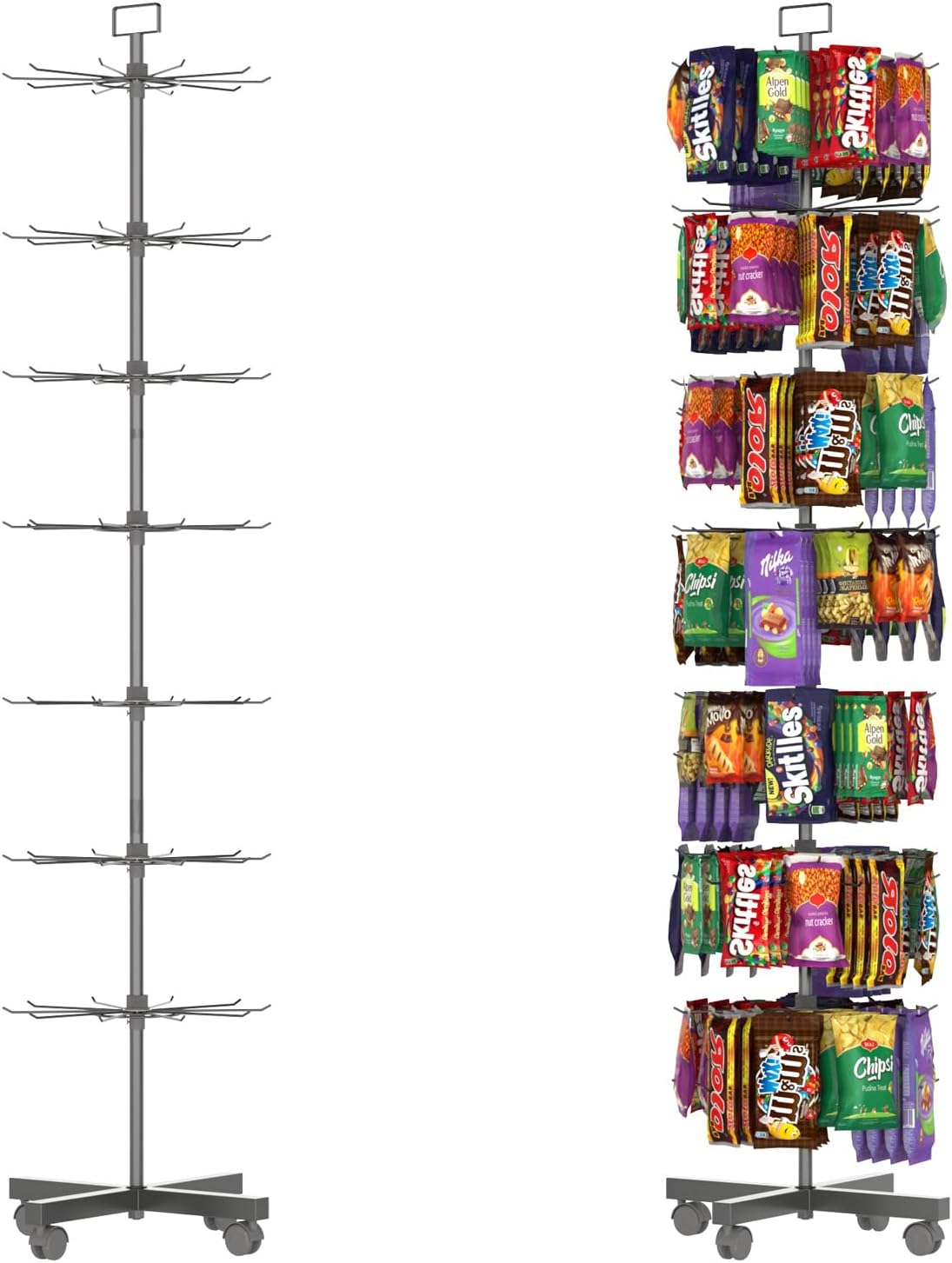 YEOOE Retail Display Racks 7 Tier Spinning Display Stand, Movable Shop Spinner