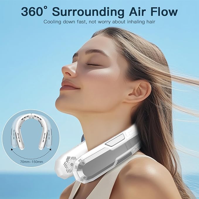 WXX Portable Neck Fan, 6000mAh Battery Neck Fan Rechargeable 360° Cooling - Image 4
