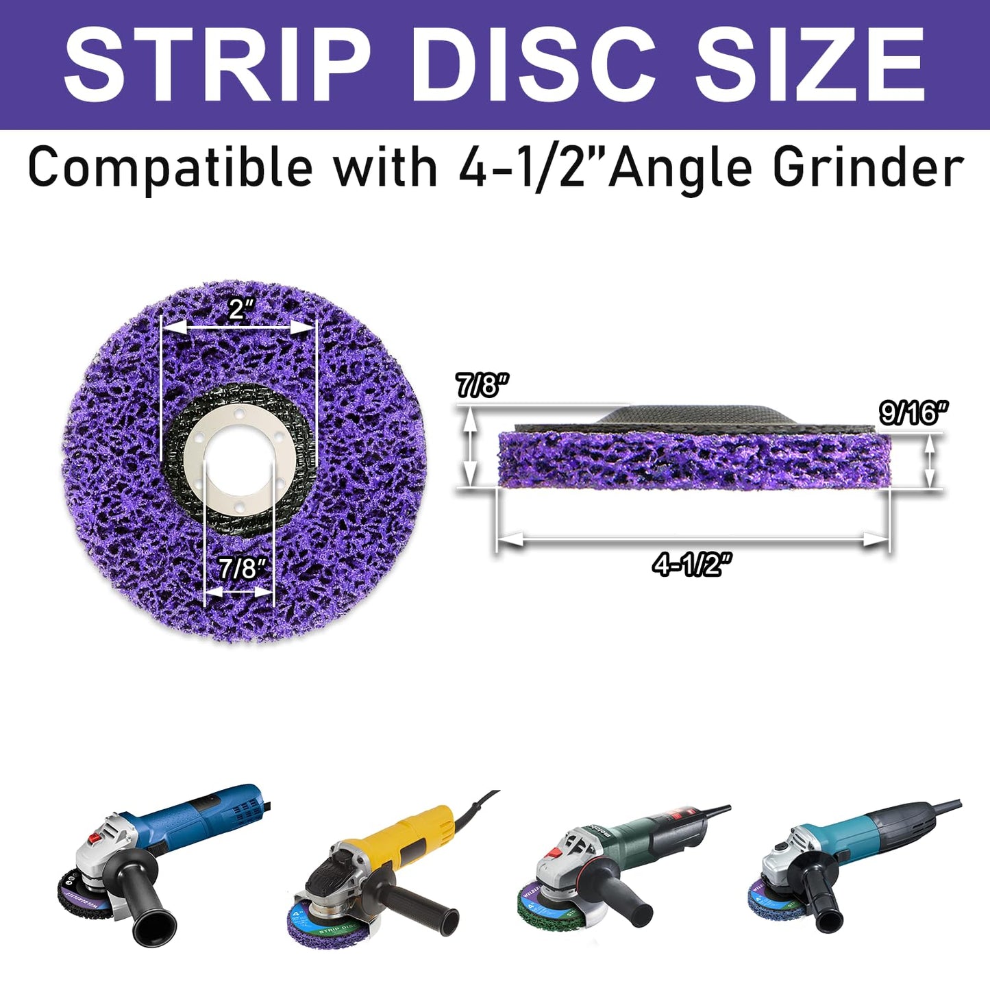 Paint Stripping Discs 12-Pack, 4-1/2" Purple Strip Disc Wheel for Angle Grinder, Ideal for Paint, Rust, and Grime Removal, Metal and Wood Stripping