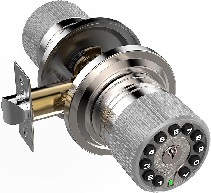iulock Smart Door Knob with Keypad and Key, Keyless Entry Door Lock with Rubber by iulock