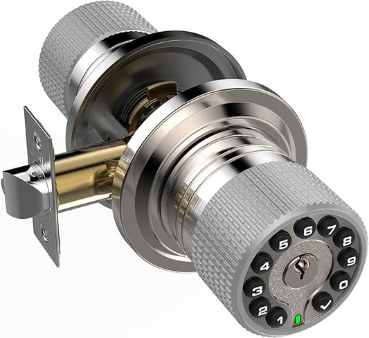 iulock Smart Door Knob with Keypad and Key, Keyless Entry Door Lock with Rubber by iulock