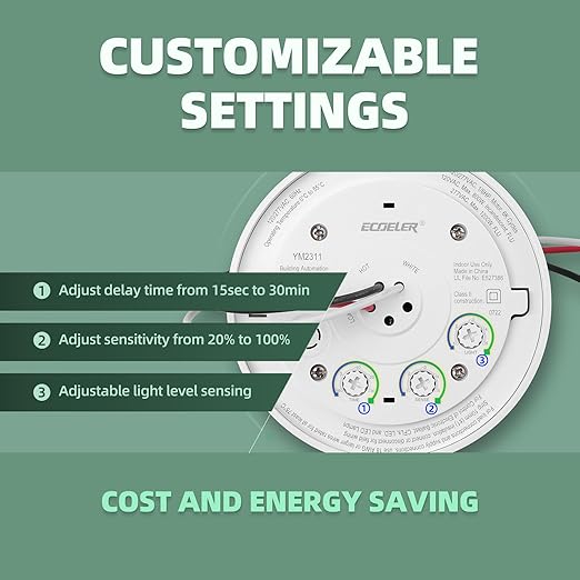 ECOELER Occupancy Ceiling Sensor Switch, 360° Passive Infrared PIR Motion Sensor - Image 3
