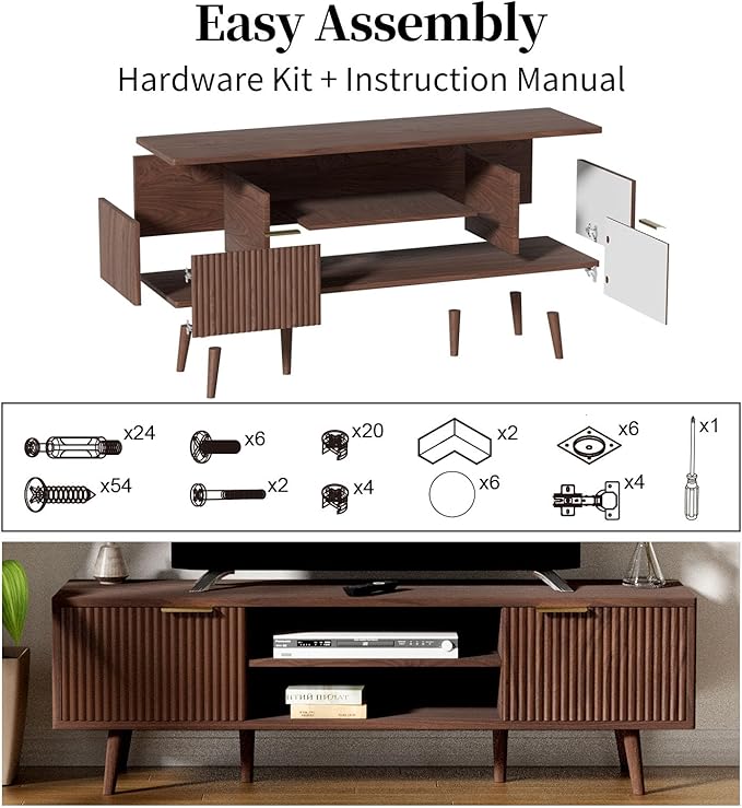 YLGJ&TIDY Modern Wood TV Stand Up to 60'', Universal Entertainment Center - Image 7