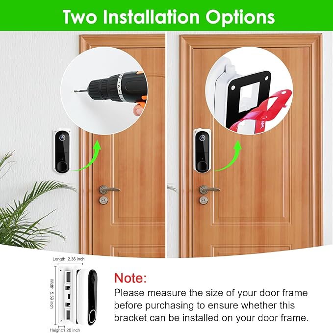 Angled Doorbell Wedge Mount for Arlo Video Doorbell 2K/HD -2nd Gen, No-Drill - Image 4