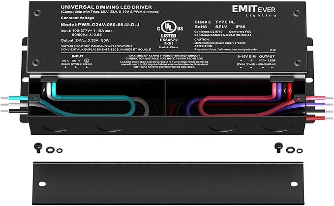 EMITEVER Dimmable Led Driver, 80W AC 110V-277V to DC 24V Transformer, 5-in-1 - Image 2