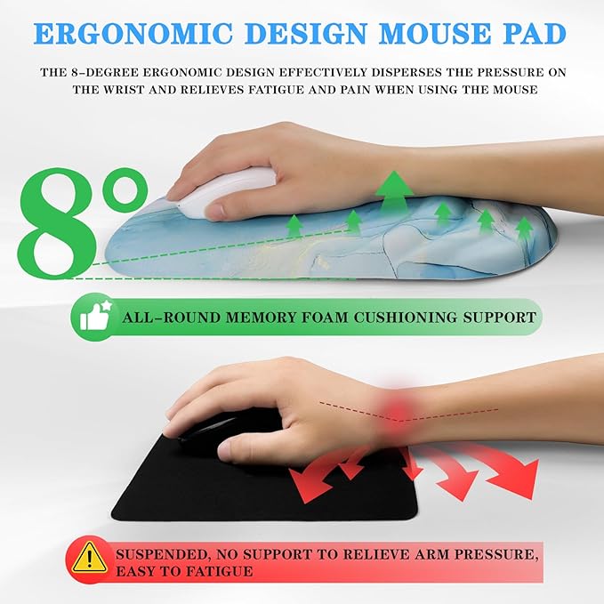 Mouse Pad Wrist Wrist Rest, Comfortable Memory Foam Wrist Rest, Non-Slip PU Base - Image 4