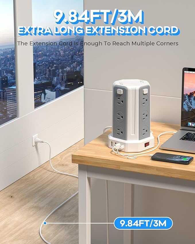 Power Strip Surge Protector, 10 Ft Extension Cord - Image 7