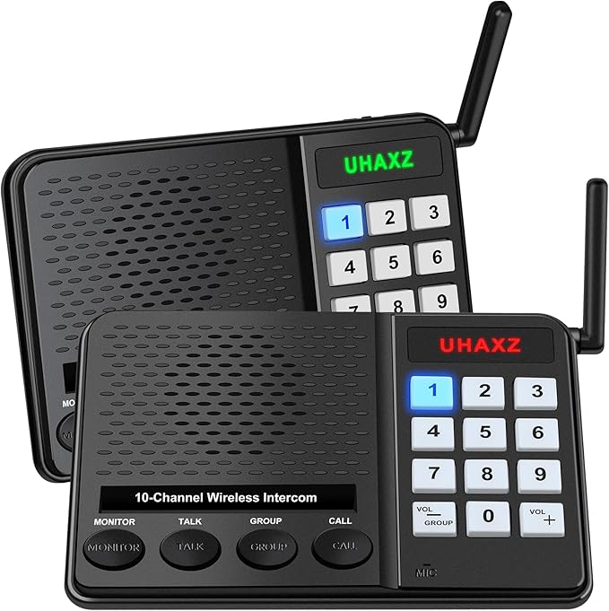 UHAXZ Intercoms Wireless for Home, Long Range Wireless Intercom 6000ft by UHAXZ