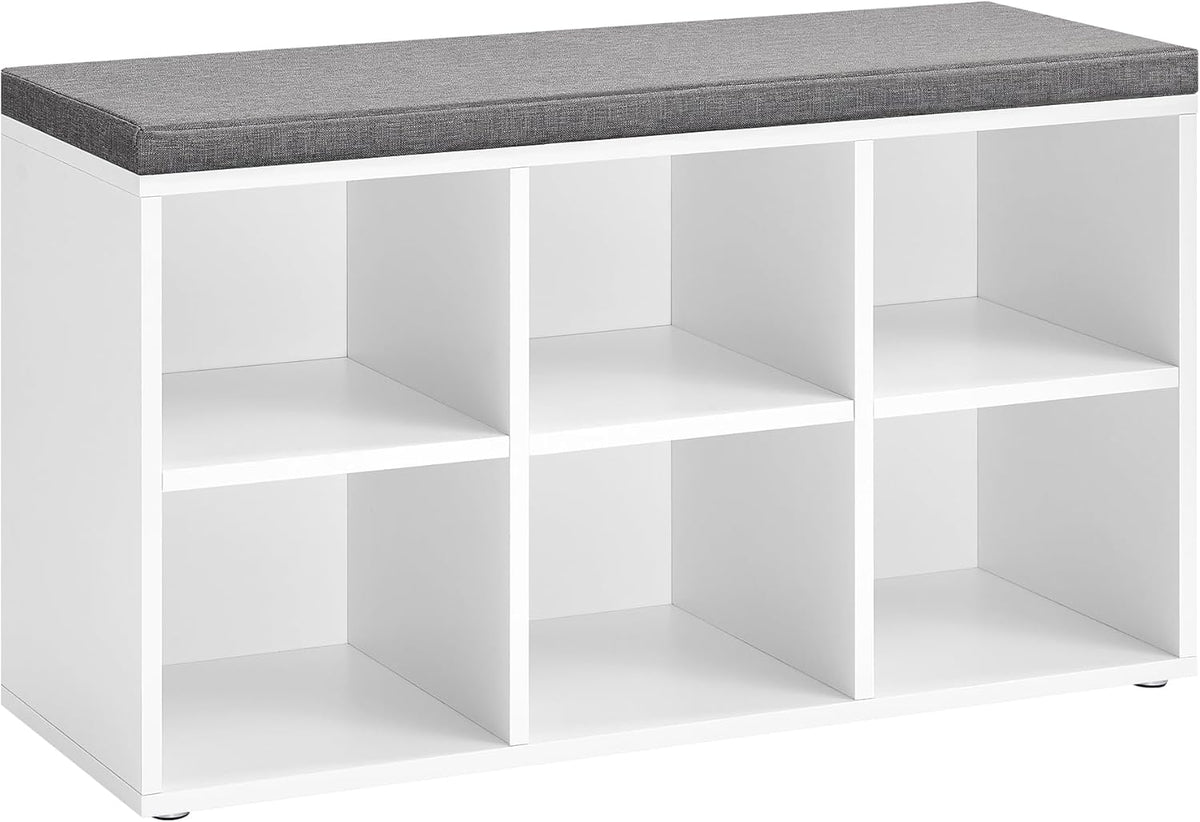 vasagle shoe bench with cushion, 6 compartments, 3, main product view