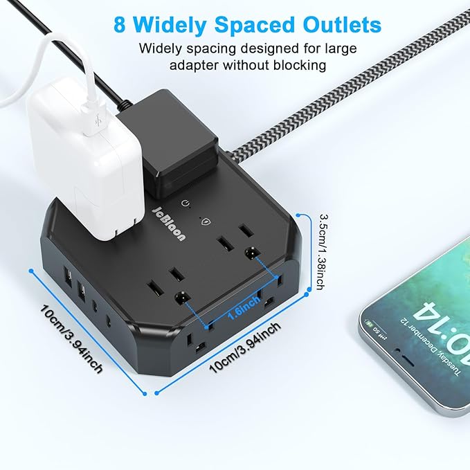 Surge Protector Power Strip-15 Ft Flat Plug Extension Cord - Image 5