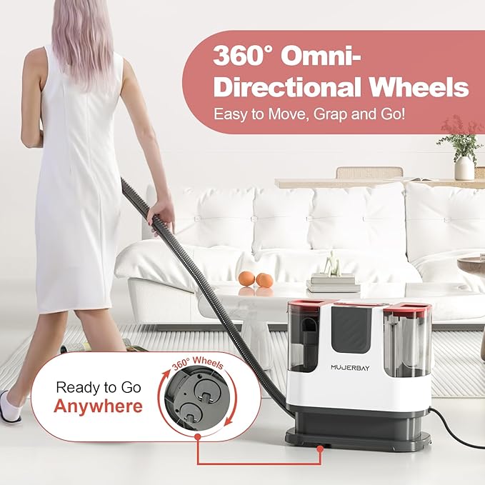 Upholstery Carpet Cleaner, MUJERBAY 12Kpa Portable Spot & Stain Cleaner - Image 3