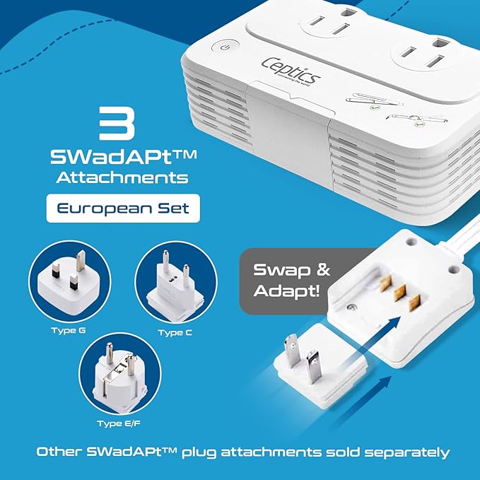 Ceptics European Travel Voltage Converter, 200W Adapter - Image 5
