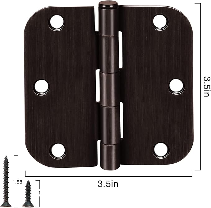 18 Pack Oil Rubbed Bronze Door Hinges 3.5" x 3 1/2 Inch Black Brushed Interior - Image 5