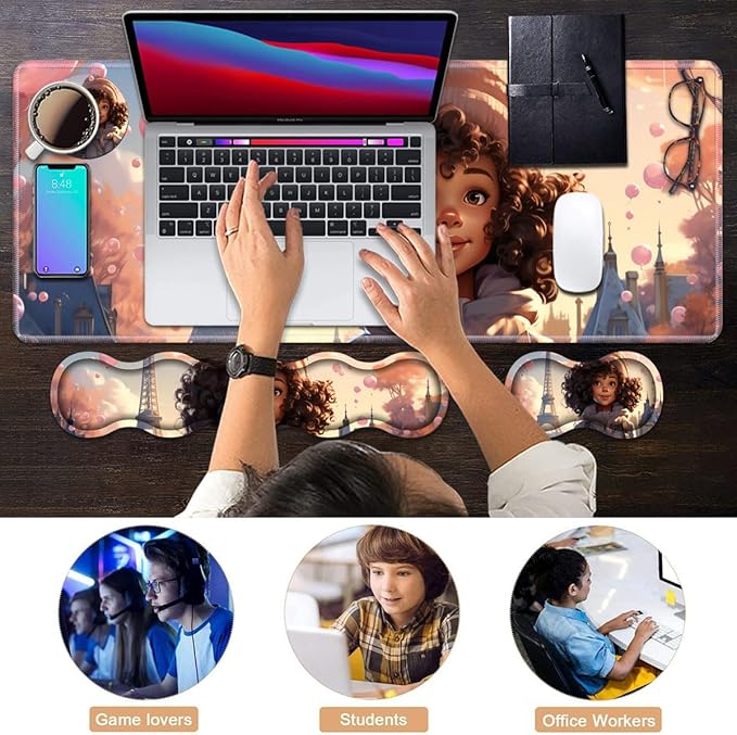 Ergonomic Keyboard Wrist Rest & Mouse Pad Wrist Rest Set, Large XXL Gaming Desk - Image 6