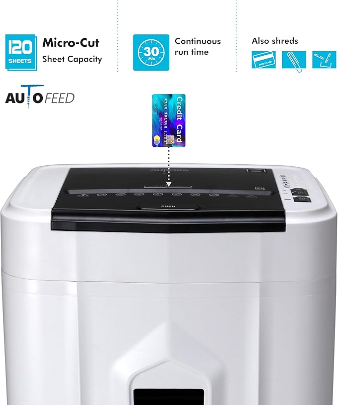 Aurora Professional Grade 120-Sheet Auto Feed Micro-Cut Paper and Credit Card - Image 4