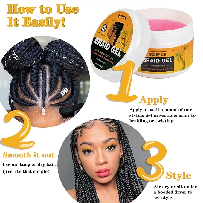 8.8OZ Strong Hold Braiding Gel for Twists, Cornrows - Image 6