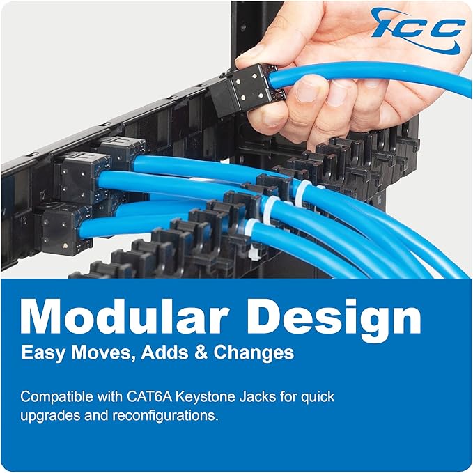 ICC 24 Port Blank Keystone 1U Patch Panel - Image 8