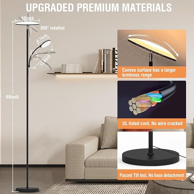 marctronic Floor Lamps for Living Room, 44W/4500LM Super Bright 2 in 1 LED - Image 7