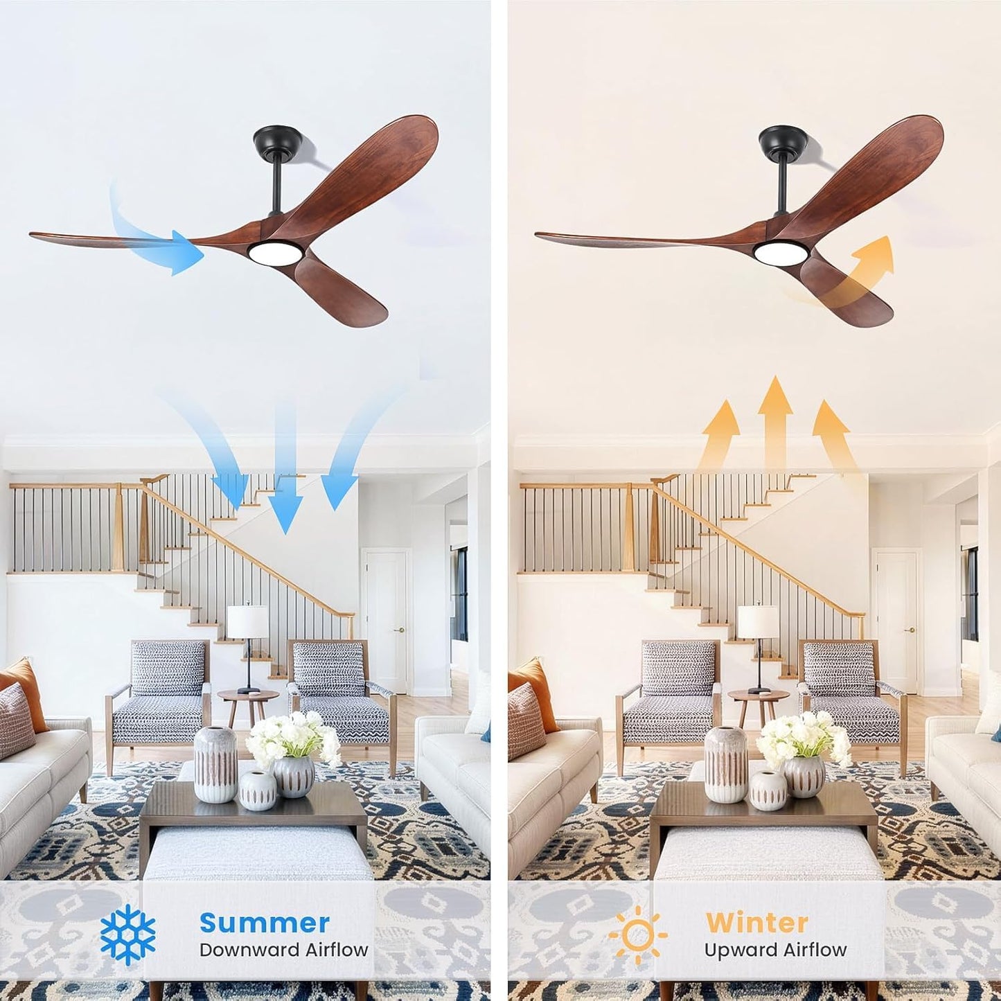 heimo 72 Inch Ceiling Fan with Light and Remote Control, Wood Outdoor Ceiling Fans with Lights Dimmable for Bedroom Living Room Patios Proch Office Rustic Extra Large High Cfm Exterior Fan(Walnut)