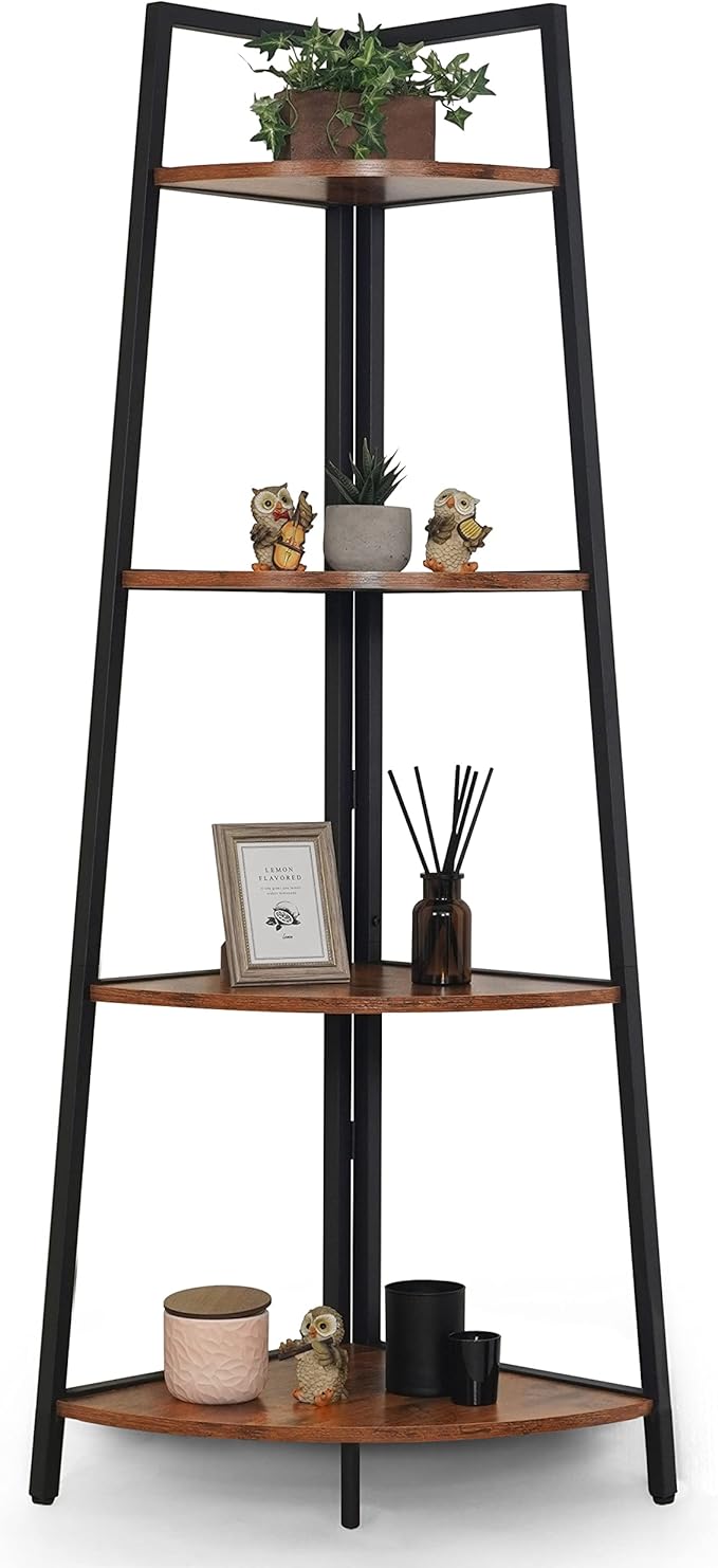 CAPHAUS Tall Corner Shelf Stand, 4-Tier Display Shelves, Ladder Corner Wood - Image 9