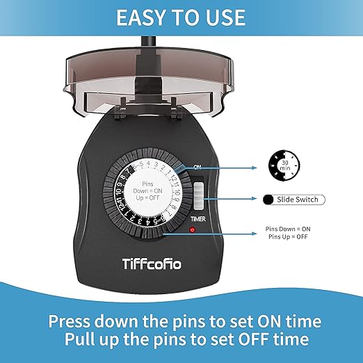 TiFFCOFiO Outdoor Timer Outlet for Lights, 24 Hour Mechanical, Outdoor Light - Image 6