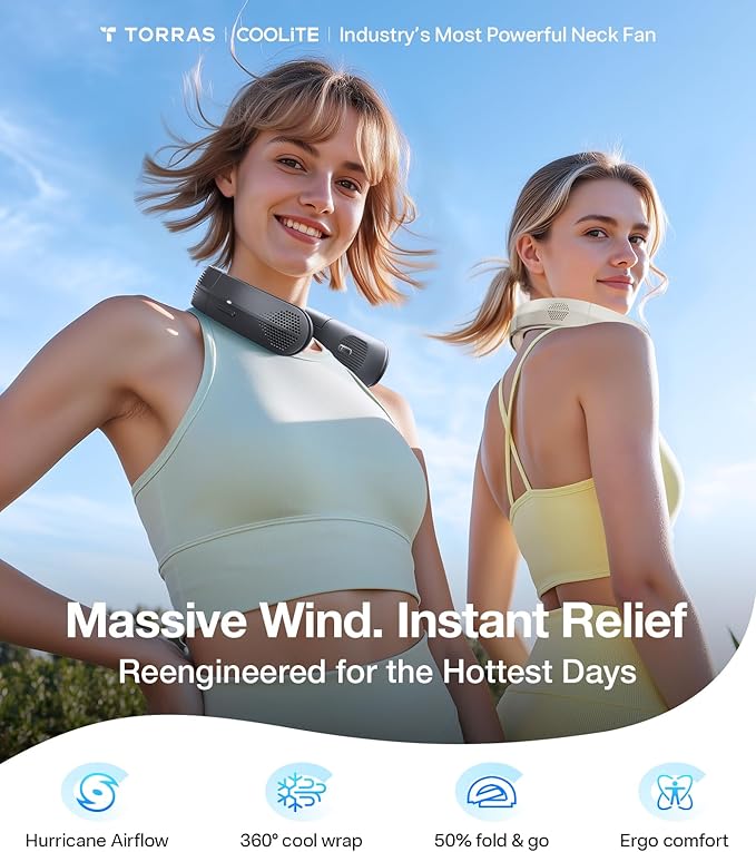 TORRAS COOLiTE Neck Fan, Industry’s Strongest Wind Power, Portable Neck Fan - Image 2
