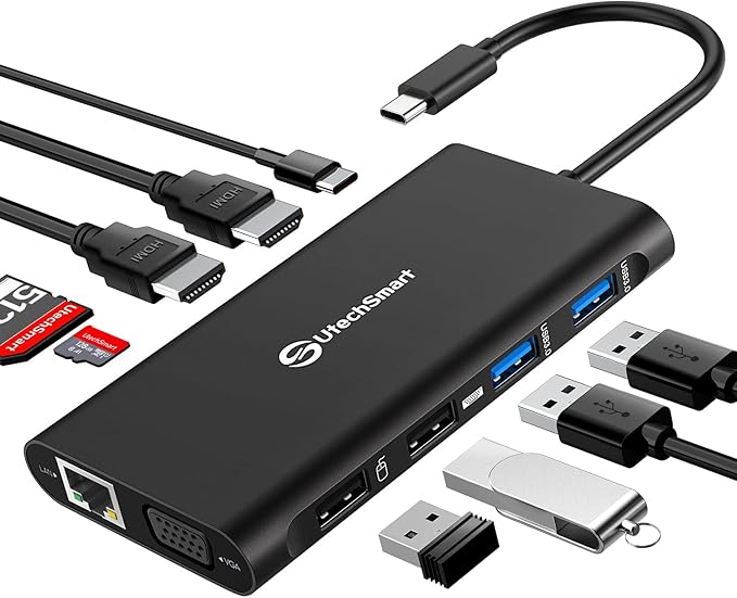UtechSmart Triple Monitor USB-C Laptop Docking Station by UtechSmart