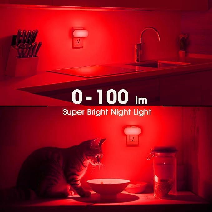 DORESshop Red Night Lights Plug into Wall, 4 Pack Dimmable Night Light - Image 6