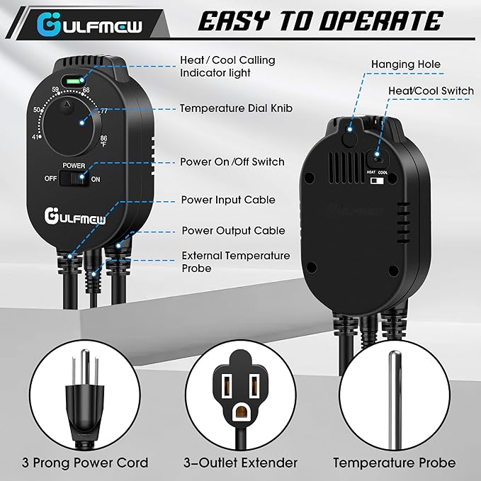 2 Pcs Plug in Thermostat for Heater, Thermostat Plug Outlet - Image 3