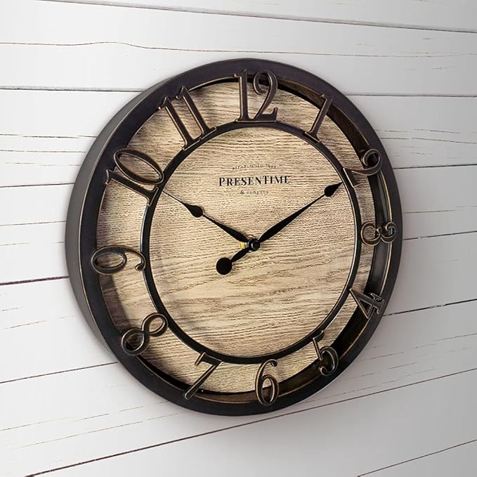Presentime & Co 10" Farmhouse Series Wall Clock, Cottage Style, Vintage Design - Image 2
